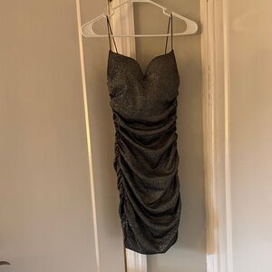 Chic Black Ruched Mini Dress